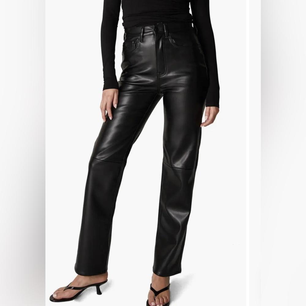 Unpublished Rae faux leather Black Straight Leg Pants 5 pocket design size 31